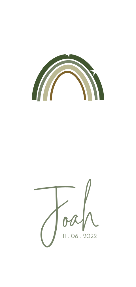 Baby-rouwkaart met regenboog en uitgesneden sterretjes in groen