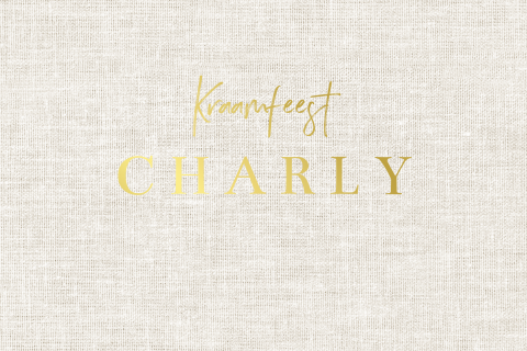 kraamfeest kaartje linnenlook minimalistisch goudfolie