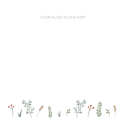 Tweeluik baby-rouwkaartje met doorkijk en bloemen illustratie - jongen