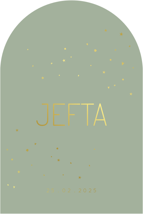 Goudfolie boog geboorte-rouwkaartje jongen oudgroen