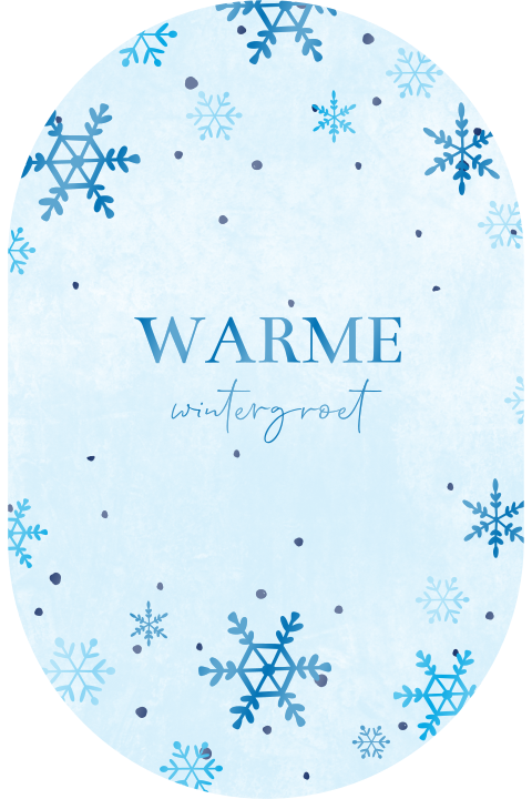 Winterse wenskaart met blauwe sneeuwvlokjes en spotlak