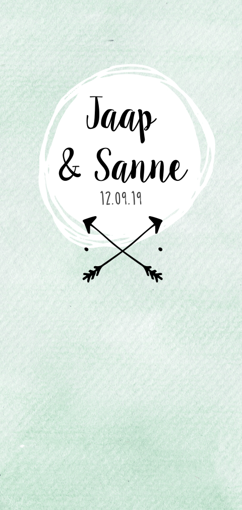 Stoer trouwkaartje met watercolor achtergrond