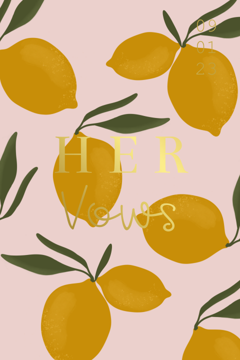 Geloften boekje met citroenen en roze achtergrond