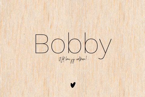 Houten geboortekaartje jongen of meisje minimalistisch