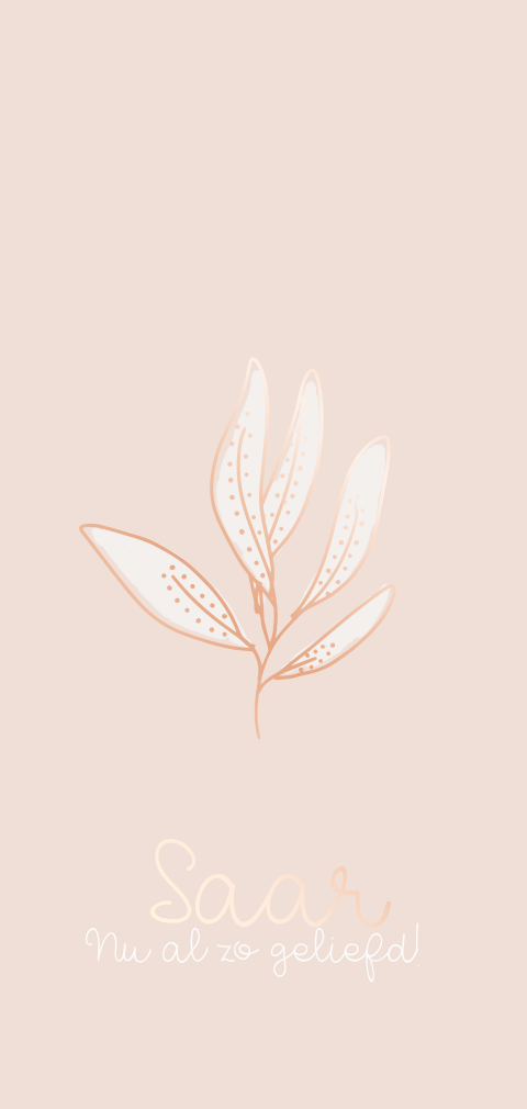 Geboortekaartje meisje met rose folie en takje en roze