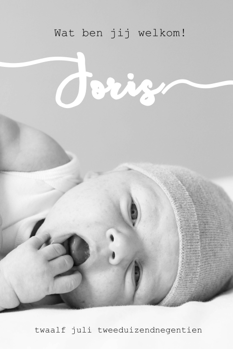 Lief maar ook stoer geboortekaartje met foto