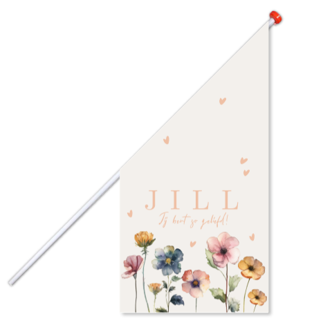 geboortevlag Jill geschilderde veldbloemen kleurrijk