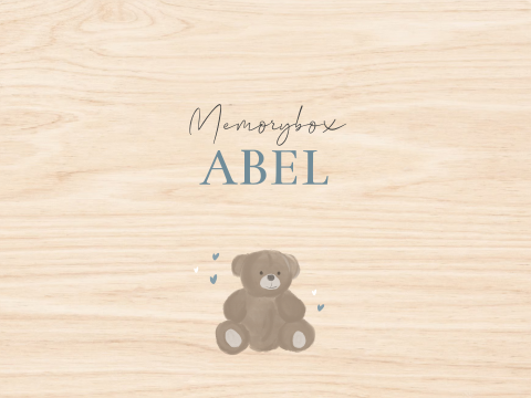 Houten memorybox met beertje eerste spullen baby