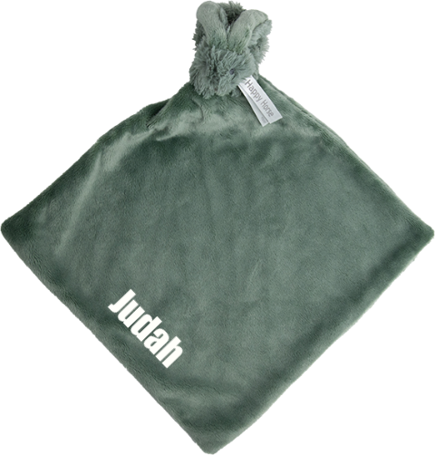 Groene knuffeldoek met geborduurde naam