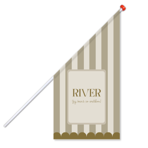geboortevlag jongen strepen golvend randje groen en goud