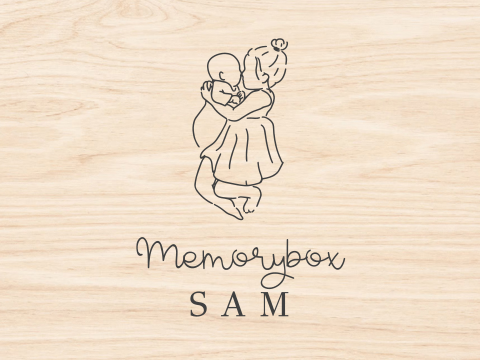 Memorybox hout lijntekening kindjes