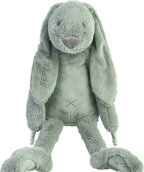 Groen happy horse konijn met de naam op het oor geborduurd