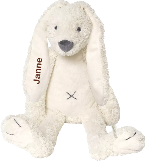 Witte konijnen knuffel met de naam op het oor geborduurd 