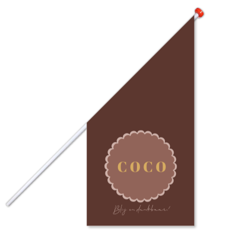 Geboortevlag bruin rood roze bloemvormpje