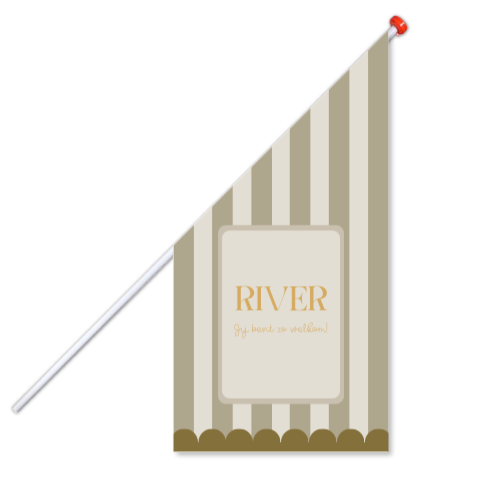 geboortevlag jongen strepen golvend randje groen en goud