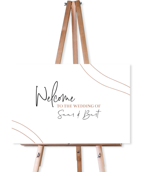 Welkomstbord voor op jullie bruiloft minimalistisch beige zwart