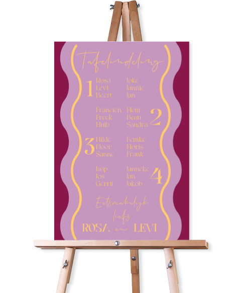 Tafelschikkingsbord kleurrijk paars en roze