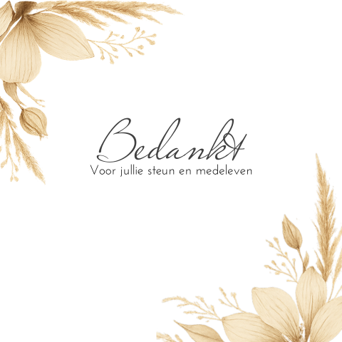Bedankkaart met bloemen in warme bruine tint