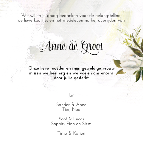 Bedankkaart met olieverf bloemen