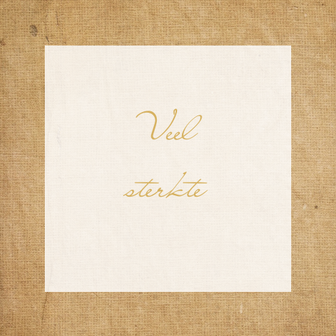 Condoleancekaart bruin linnen stof met wit kader