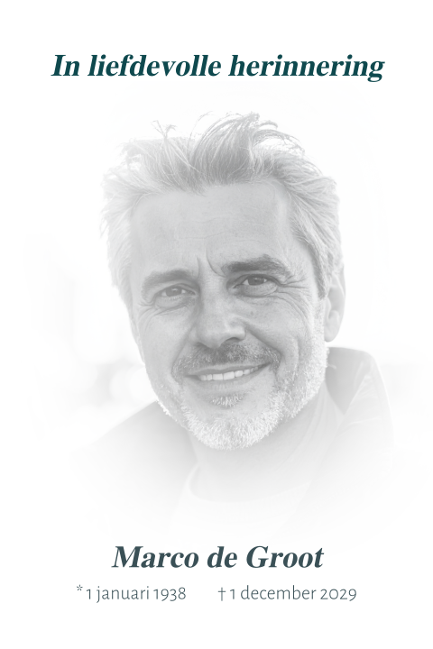 Bedankkaart na overlijden met vervaagde foto man