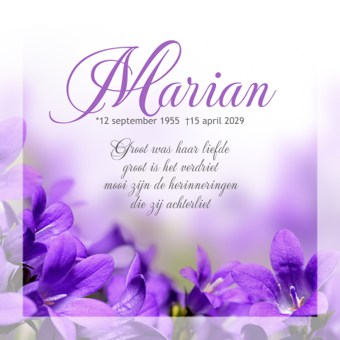 Rouwkaart paars tinten met bloemen