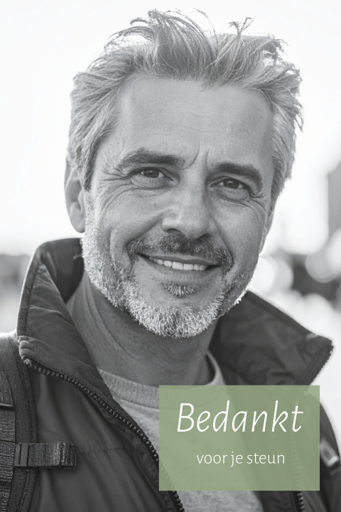 Minimalistische bedankkaart voor een man met kleur vlak en foto