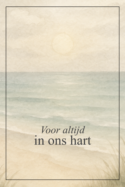Bedankkaart met een aquarel van de zon zee en strand