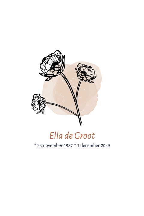 Rouwkaart met rozen op roze waterverf voor een vrouw