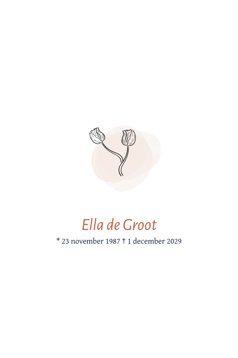 Rouwkaart voor een vrouw met tulp en aquarel