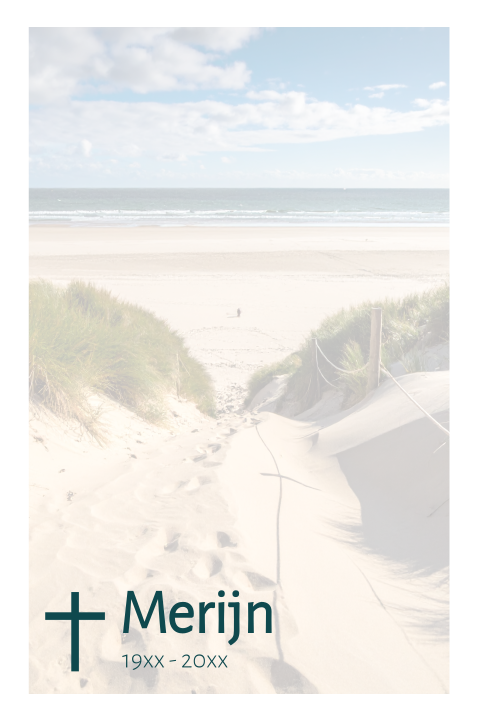 Rouwkaart met strand duinen en de zee