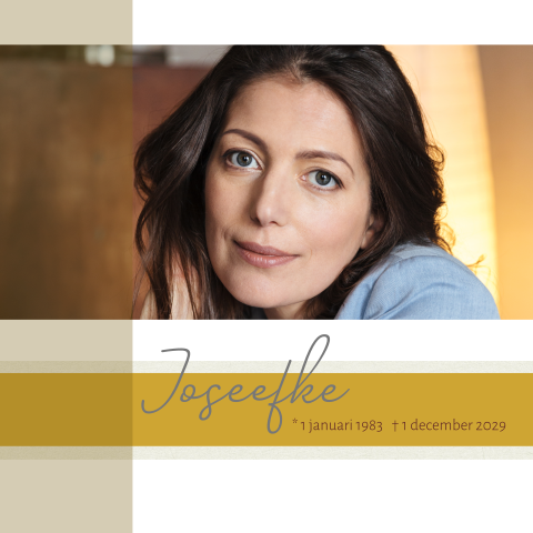 Rouwkaart met ruimte voor foto met zandkleurige strepen