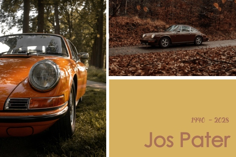 Rouwkaart met foto van een Porsche 911 oldtimer auto