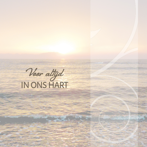 Bedankkaart na overlijden met ondergaande zon in zee