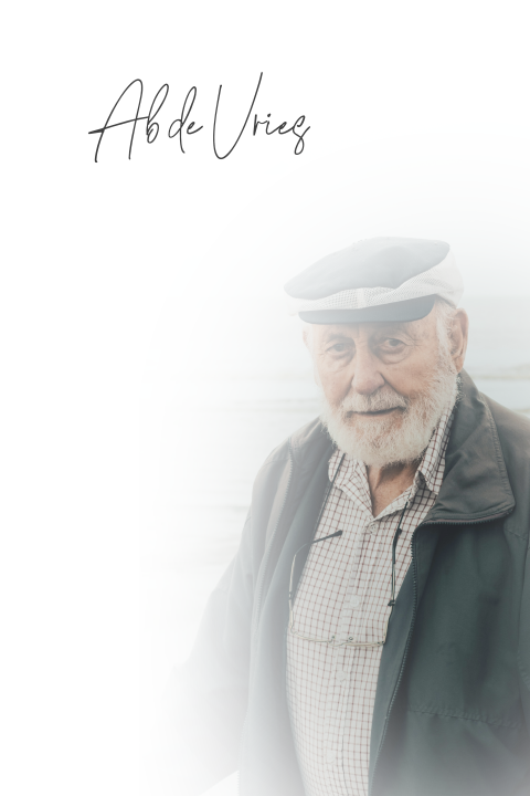 Rouwkaart voor een man met vervaagde foto in zwart-wit