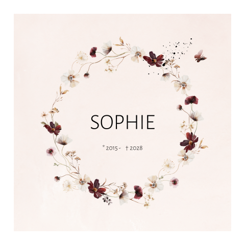 Rouwkaart bloemen krans roze watercolor