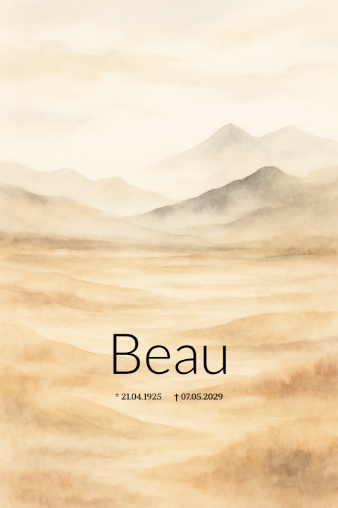 Rouwkaart met geschilderde bergen aardetinten