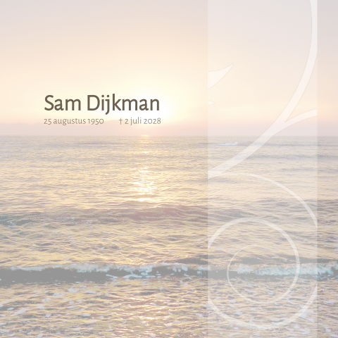 Rouwkaart zee zicht ondergaande zon