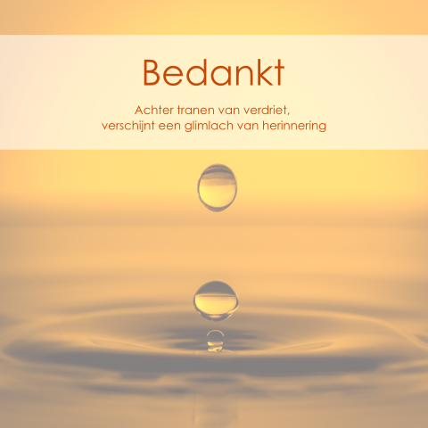 Bedankkaart vrouw of man met vallende druppel in water