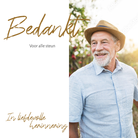 Eigentijdse bedankkaart rouw met foto