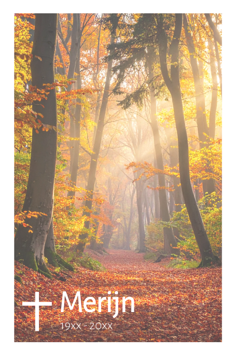 Rouwkaart met een bos bomen en herfst bladeren