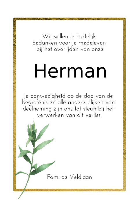 Bedankkaart groen takje