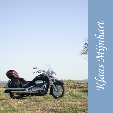 Rouwkaart met foto van een motor