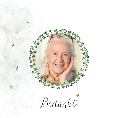 Bedankkaart bladgroen krans