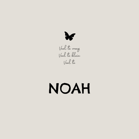 Rouwkaart baby jongen of meisje met een vlinder