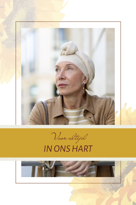 Bedankkaart rouw met zonnebloem en eigen foto