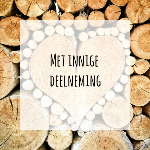 Met innige deelneming kaart met houten hart