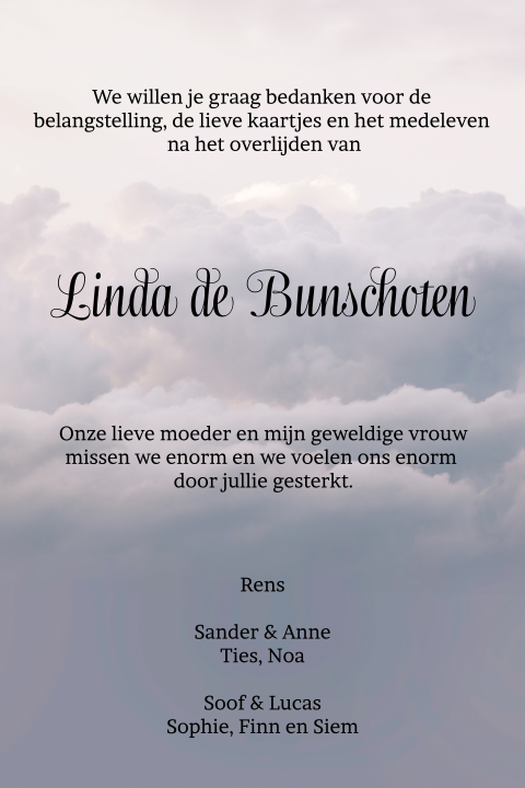 Bedankkaart met grijze lucht