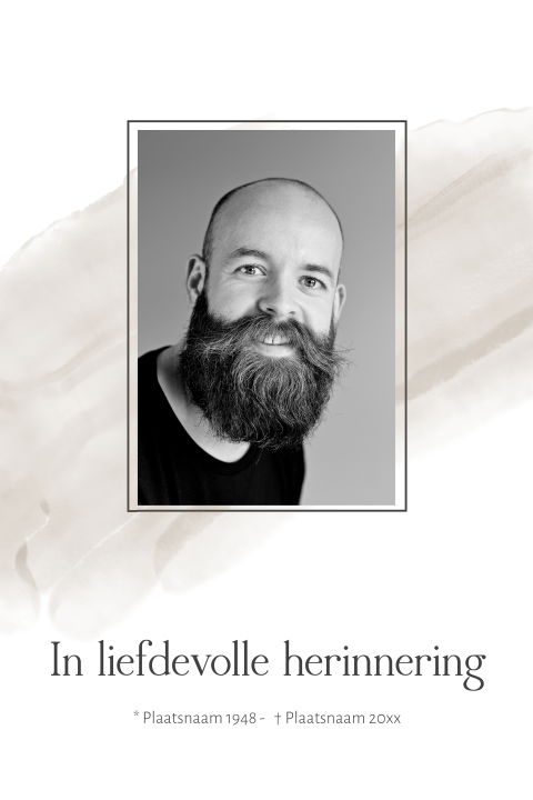 Moderne bidprent man met foto en beige strepen