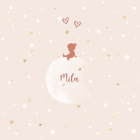 Rouwkaartje voor klein meisje met sterren silhouet waterverf